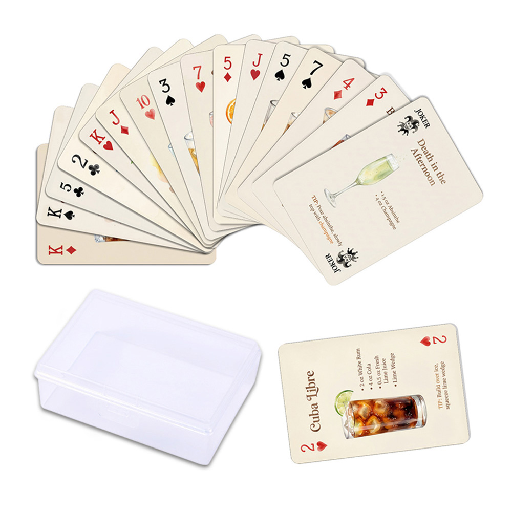 Cocktail Recipe Book - 54pcs Cocktail Recipes Playing Cards Bartender