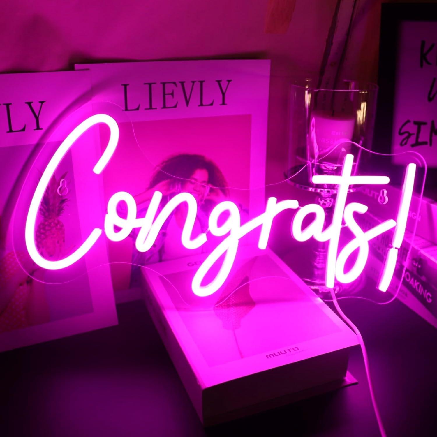 Home Bar Signs - Congrats Neon Sign LED Word Light
