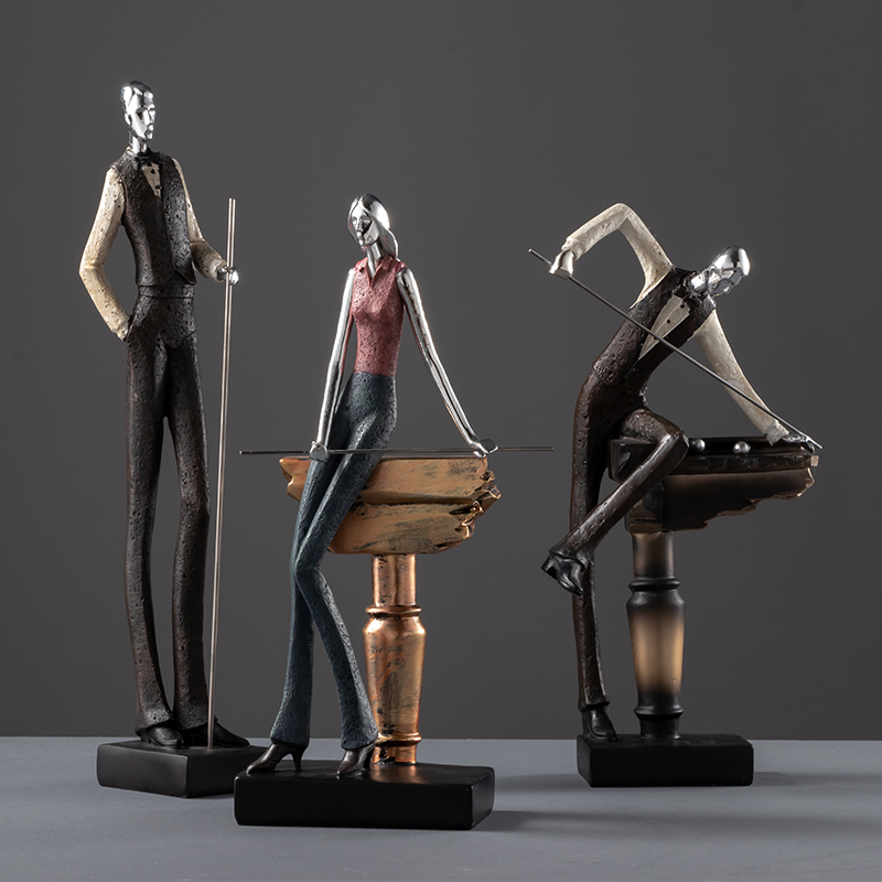 Home Bar Setup - Modern Snooker Billiards Sports Figures Ornaments
