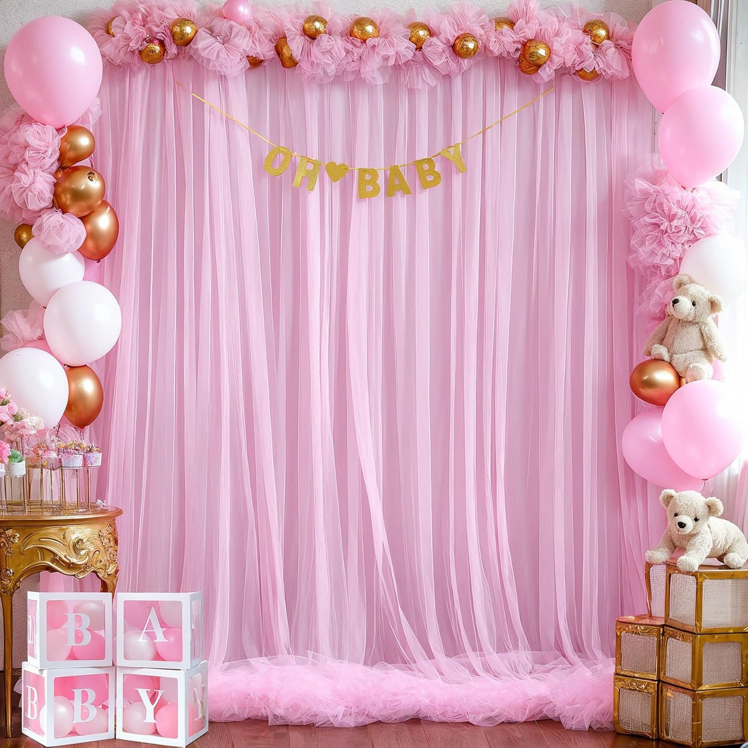 Pink Tulle Backdrop Curtain fo - Home Bargains avis et prix