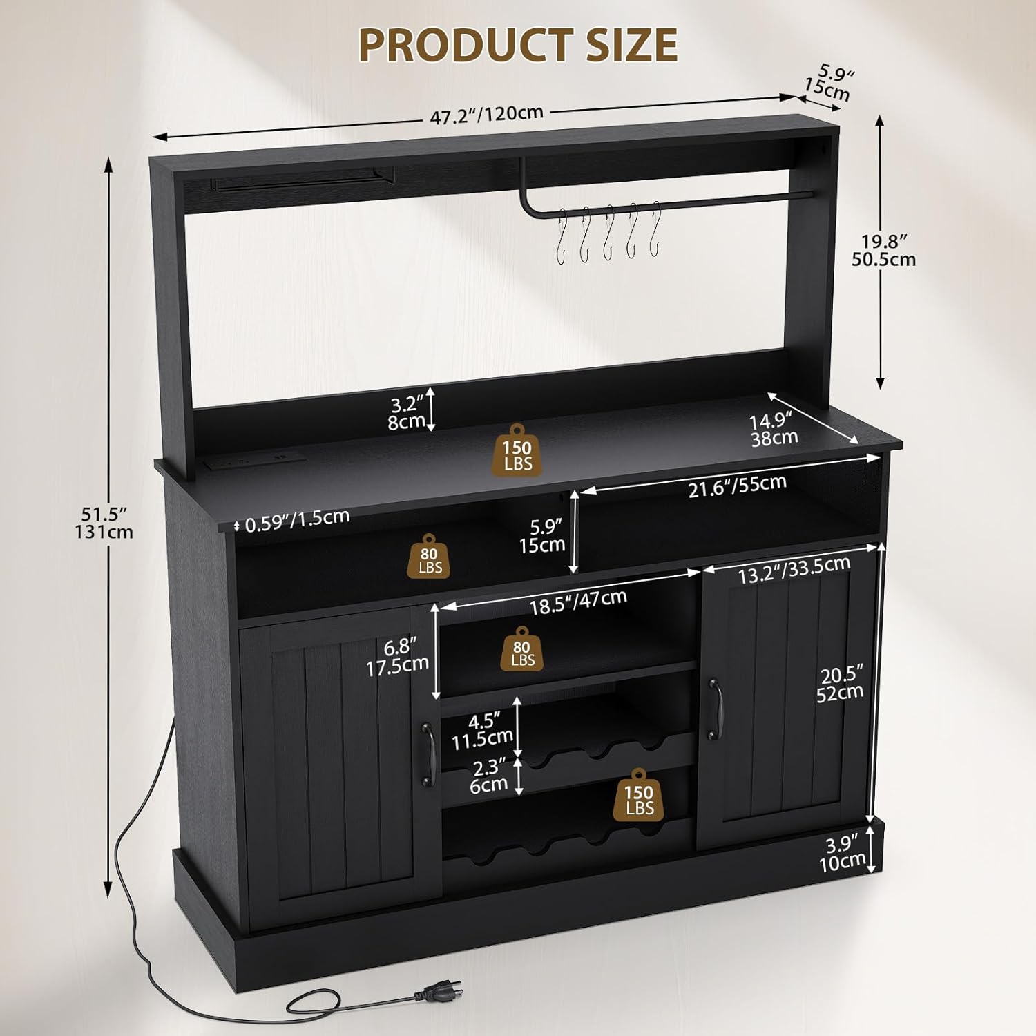 47 in Farmhouse Coffee Bar Cab - Home Bar Setup avis et prix
