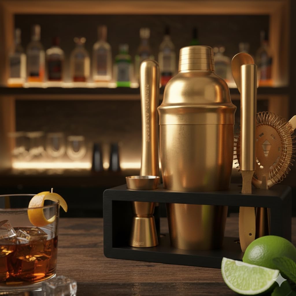Antique Gold Cocktail Shaker S - Cocktail Recipe Book avis et prix