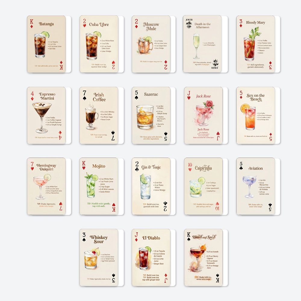 54pcs Cocktail Recipes Playing - Cocktail Recipe Book avis et prix
