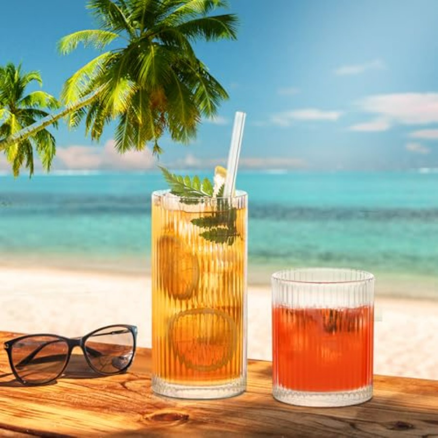12Piece Ribbed Glassware Set w - Highball Glass Set avis et prix