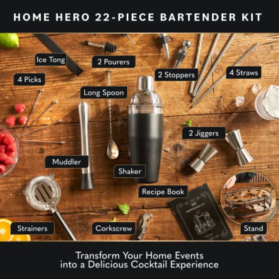 Bartender Kit - 22-Piece Cockt - Cocktail Recipe Book avis et prix