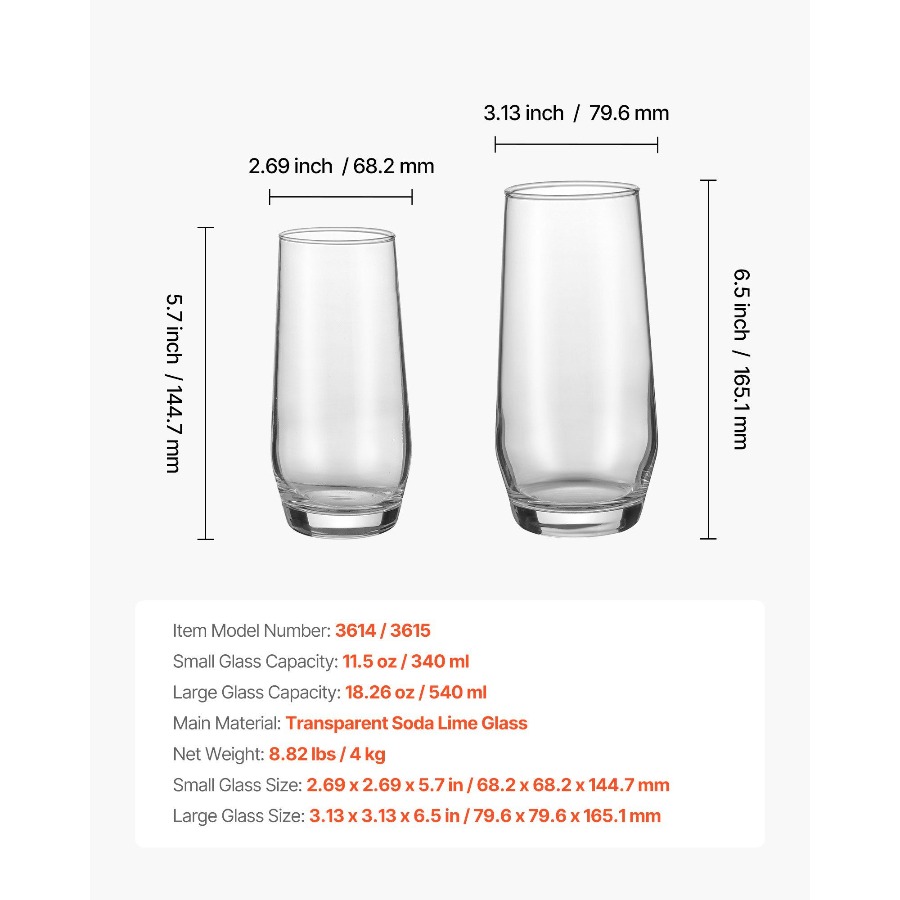 Drinking Glasses Set, 16-Piece - Highball Glass Set avis et prix