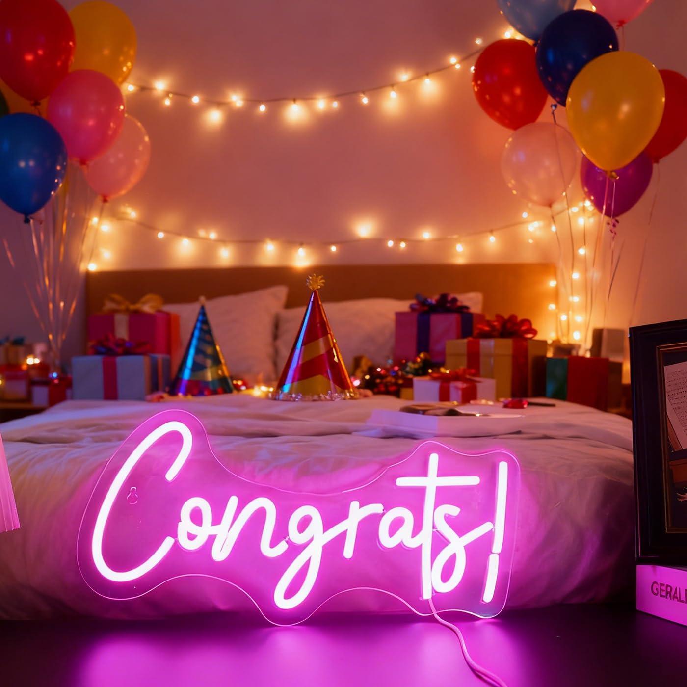 Congrats Neon Sign LED Word Li - Home Bar Signs avis et prix