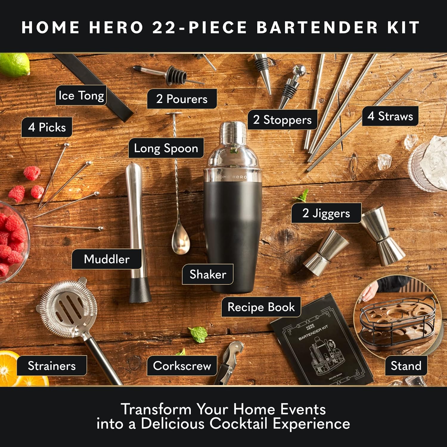 Bartender Kit - 22-Piece Cockt - Cocktail Recipe Book avis et prix