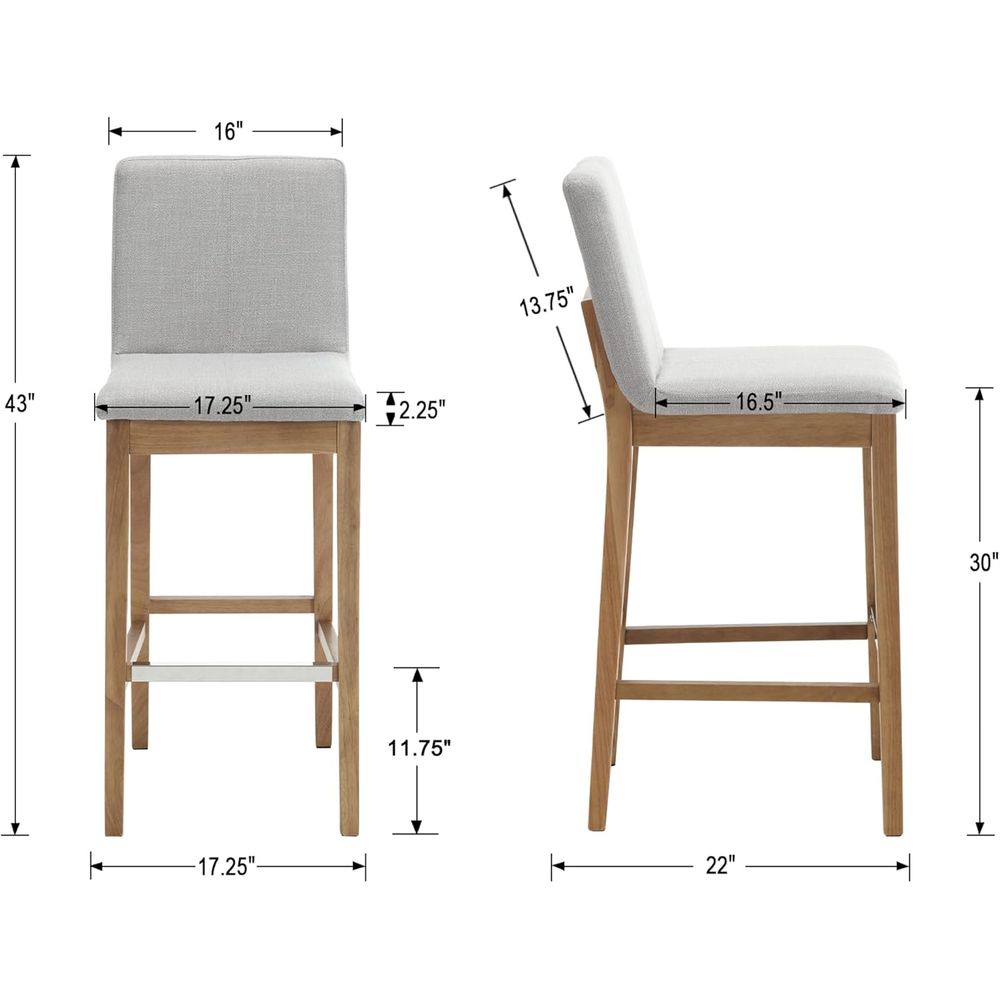 Set of 4 30 Grey Upholstered W - Home Bar Stools avis et prix