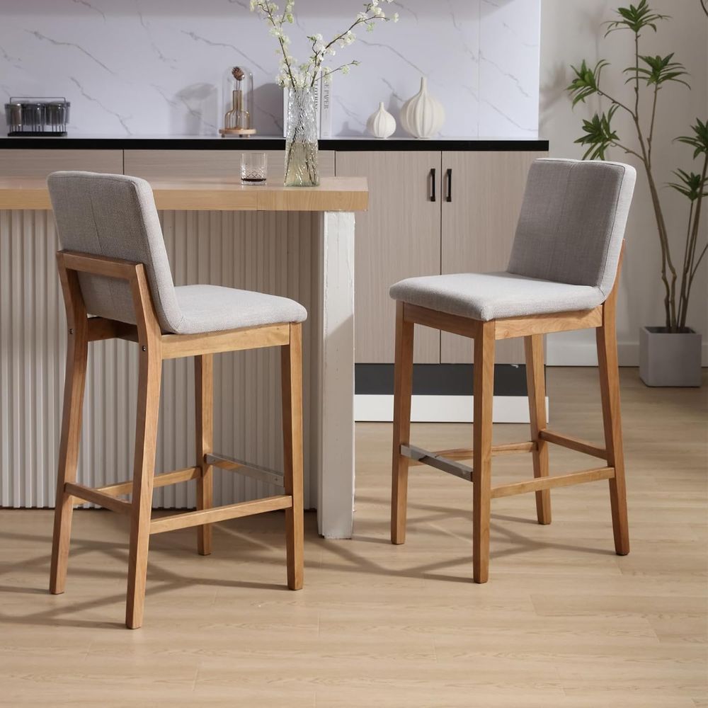 Set of 4 30 Grey Upholstered W - Home Bar Stools avis et prix
