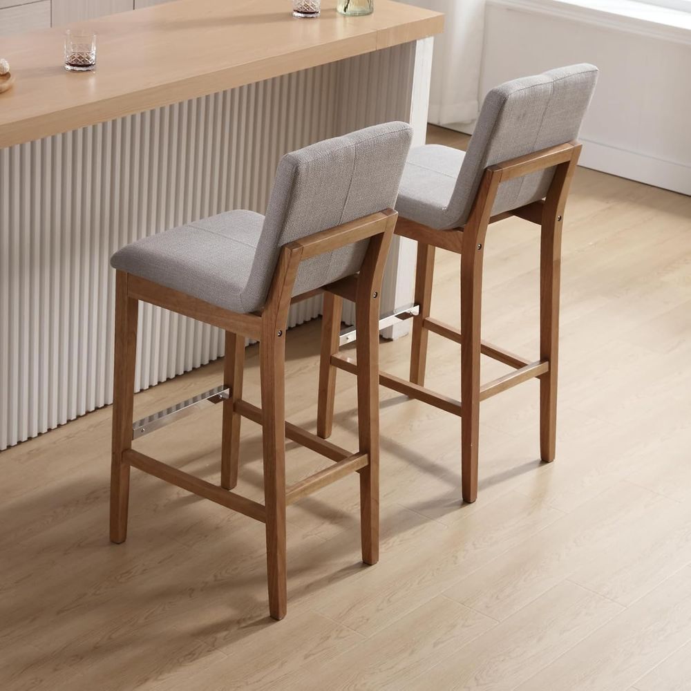 Set of 4 30 Grey Upholstered W - Home Bar Stools avis et prix