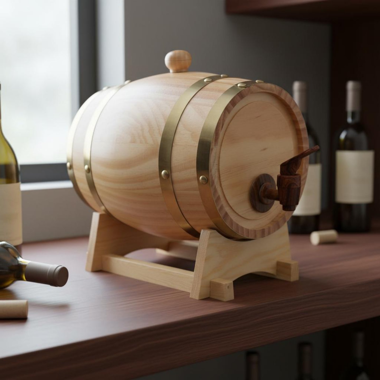 Fir Wood Barrel with Spigot Le - Home Bar Stand avis et prix