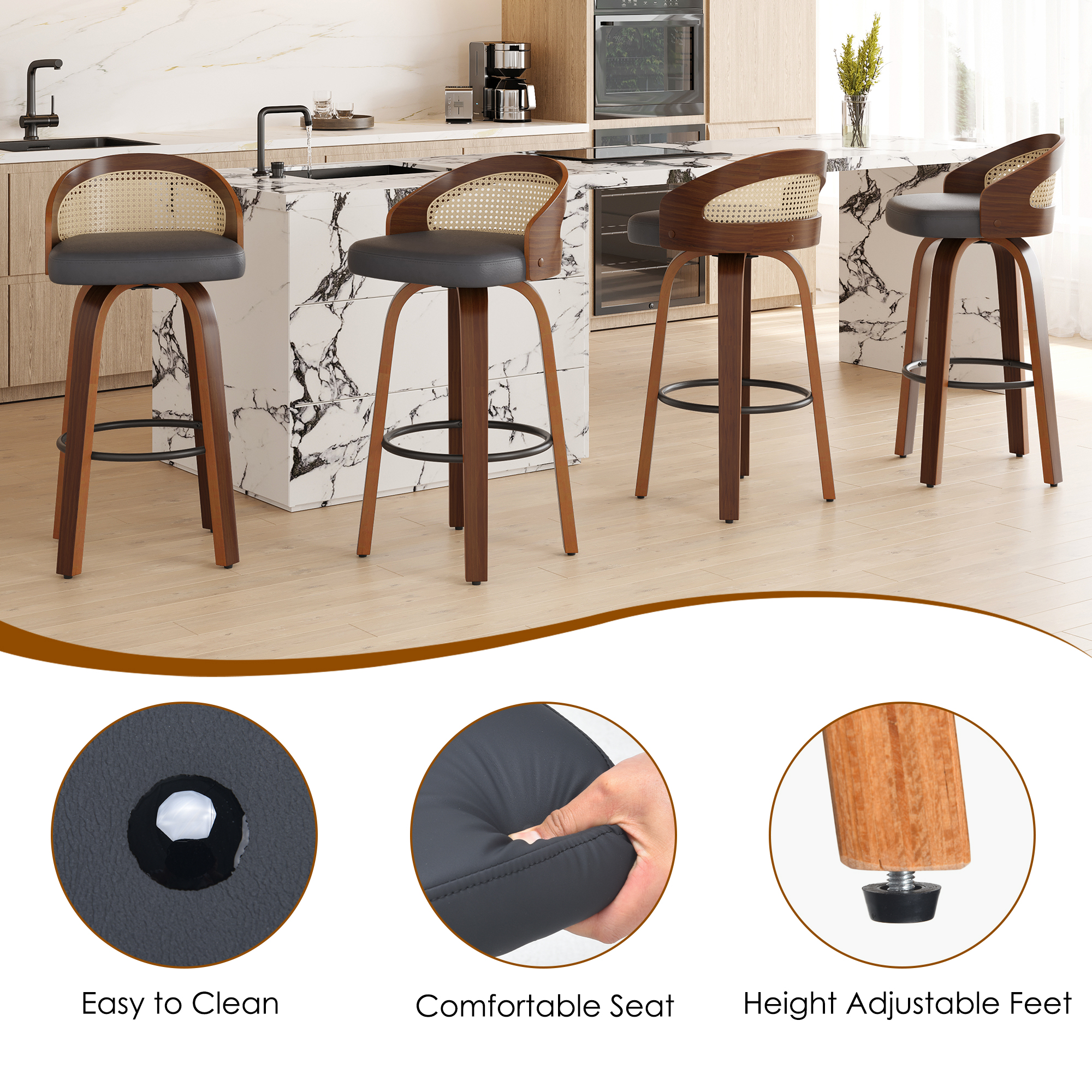 Set of 2 Swivel Bar Stools, Mo - Home Bar Lounge avis et prix