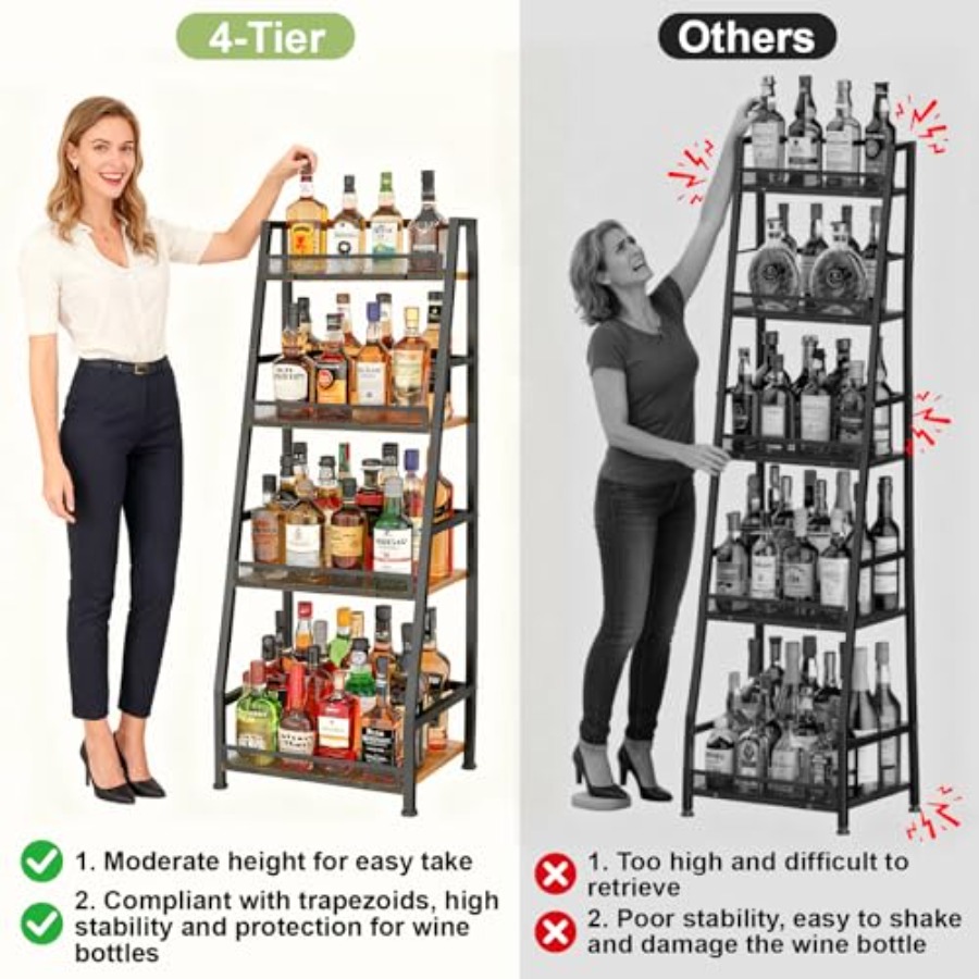 4-Tier Trapezoid Liquor Stand  - Home Bar Stand avis et prix