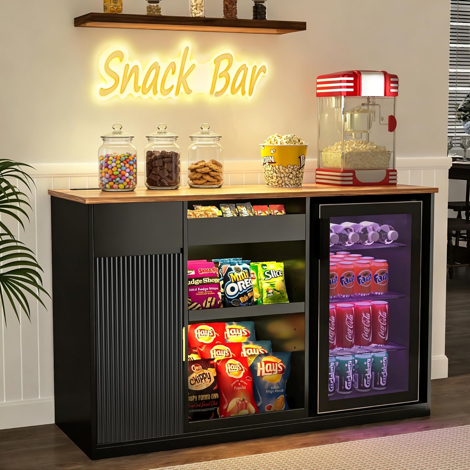 Snack Bar Cabinet with Fridge  - Home Bar And Theater avis et prix