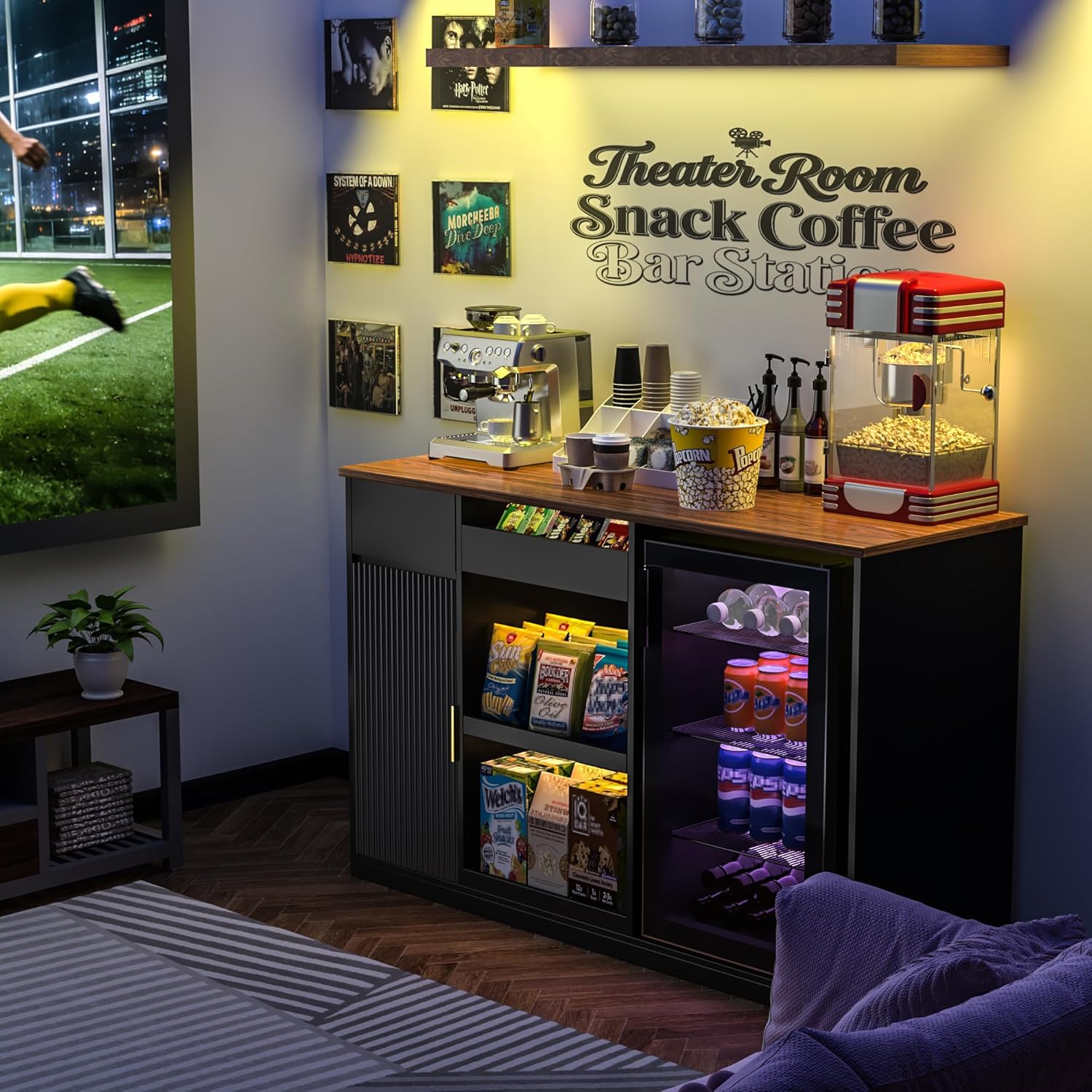 Snack Bar Cabinet with Fridge  - Home Bar And Theater avis et prix
