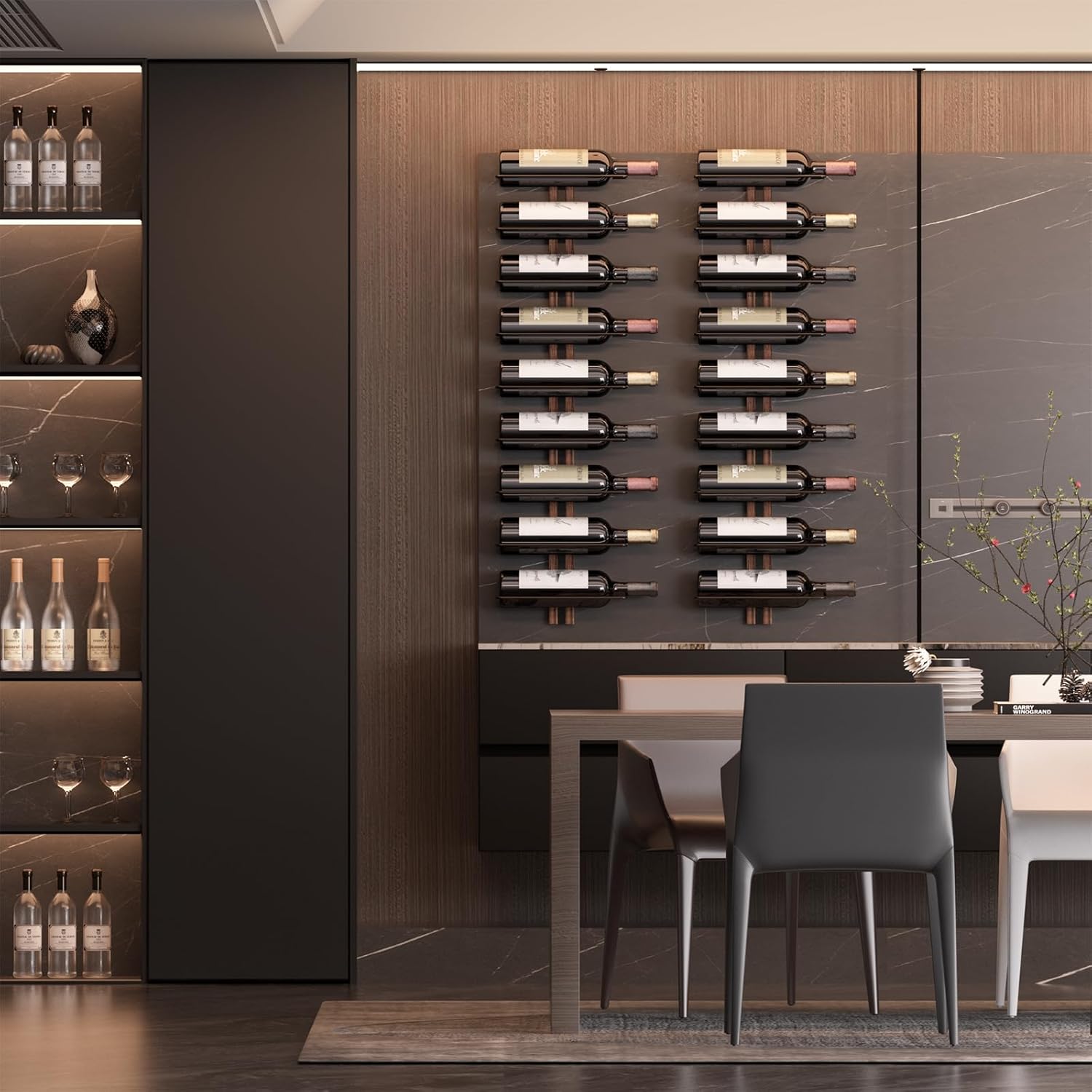 9-Bottle Wall-Mounted Golden W - Home Bar Stand avis et prix