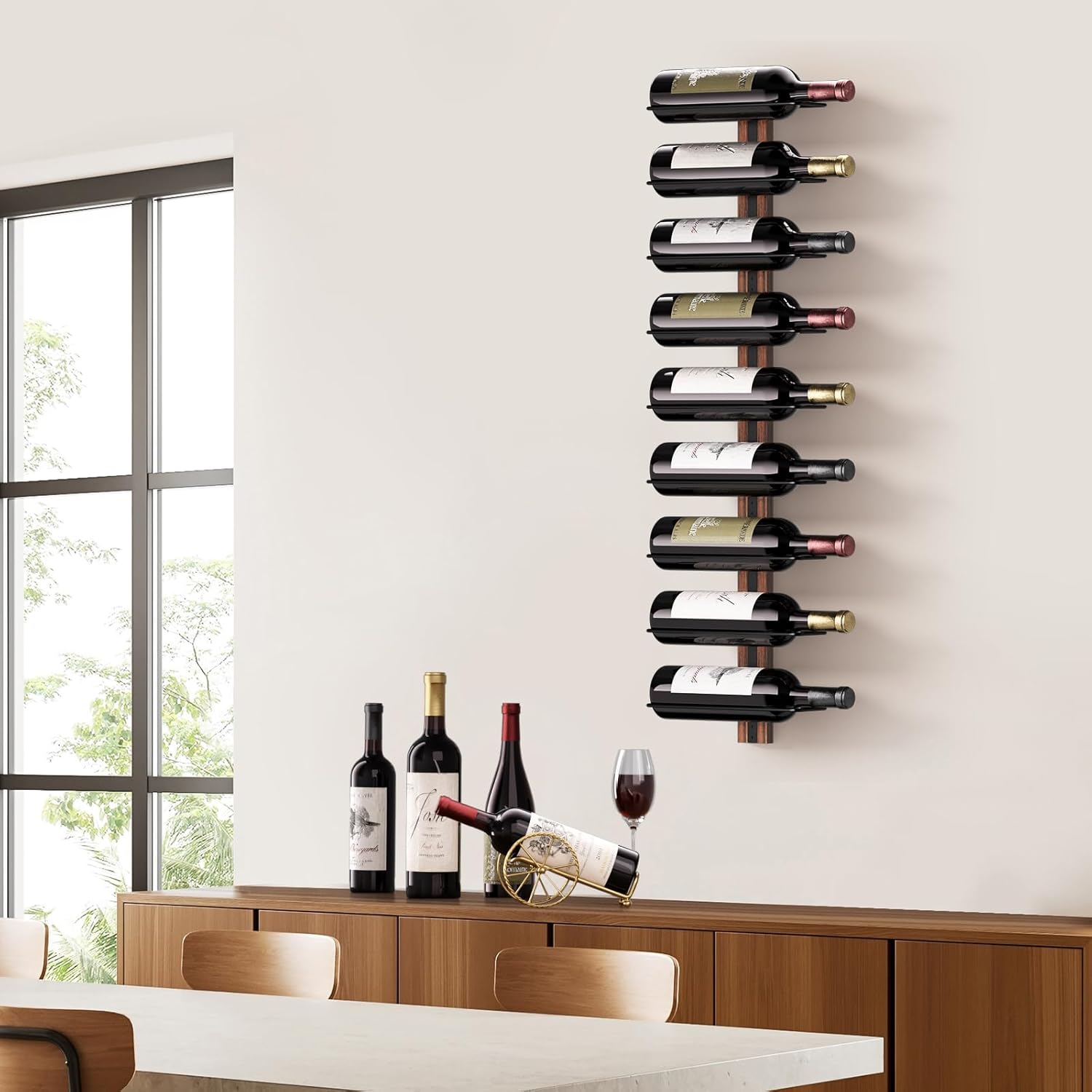 9-Bottle Wall-Mounted Golden W - Home Bar Stand avis et prix
