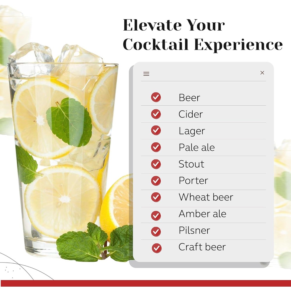 16 oz Pint Glasses 6 Pcs Set D - Highball Glass Set avis et prix