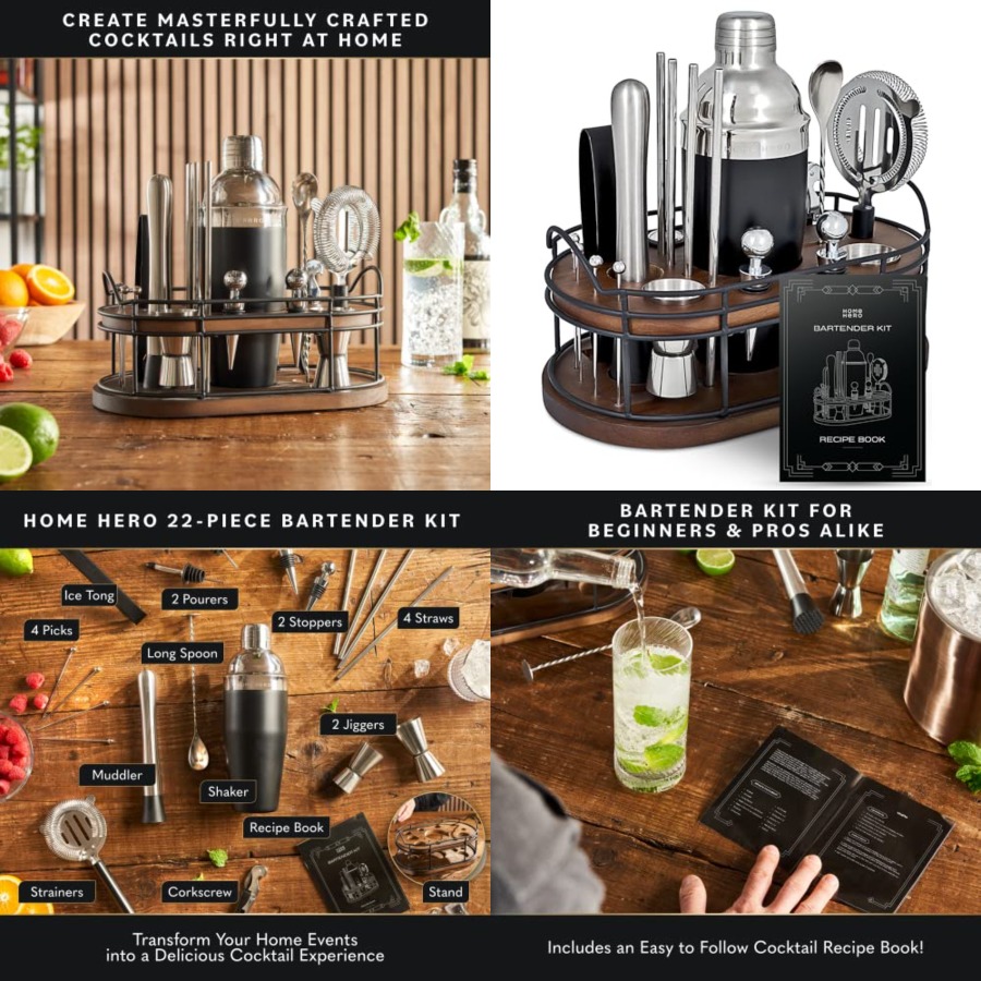 Bartender Kit - 22-Piece Cockt - Cocktail Recipe Book avis et prix