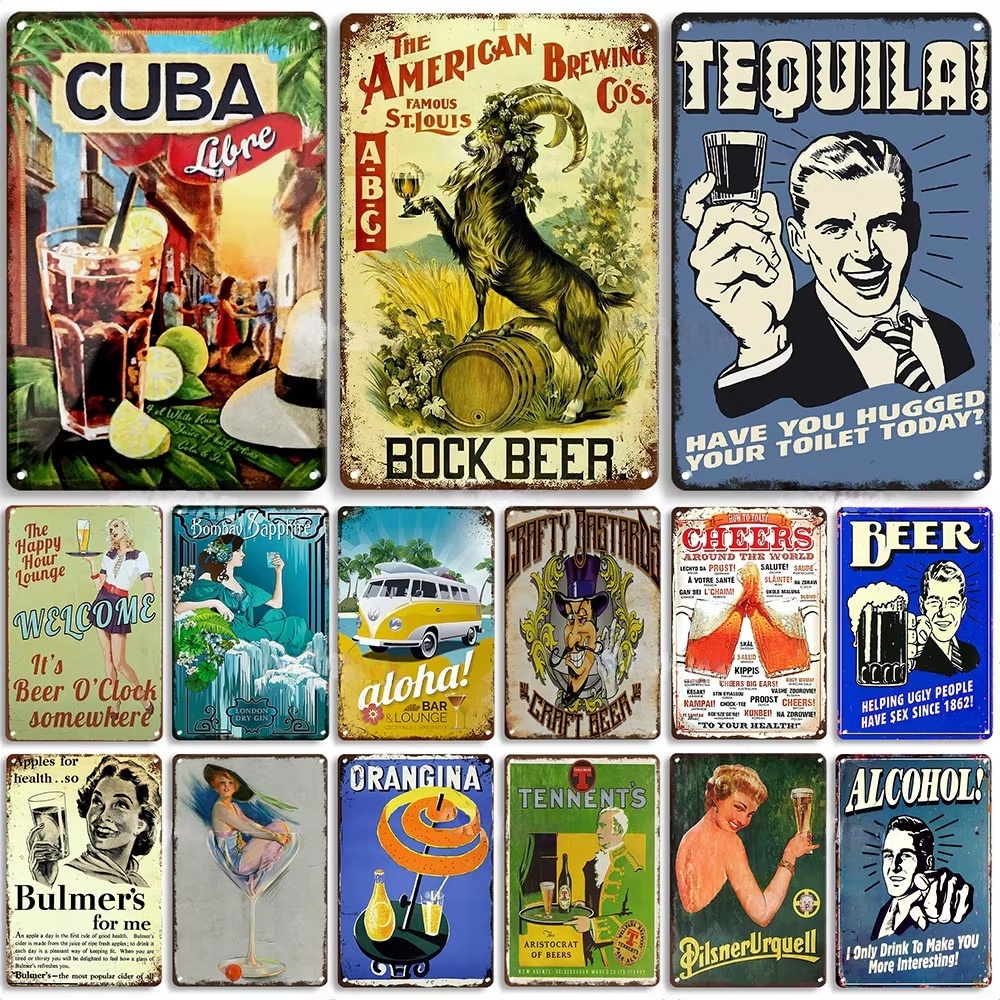 Rusty Metal Tin Sign Beer Meta - Home Bar Signs avis et prix