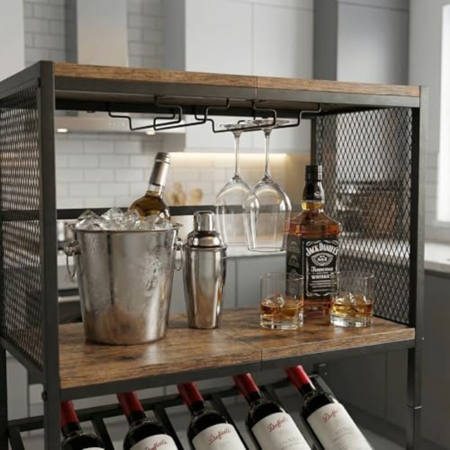 Corner Wine Rack with Glass Ho - Home Bar Stand avis et prix