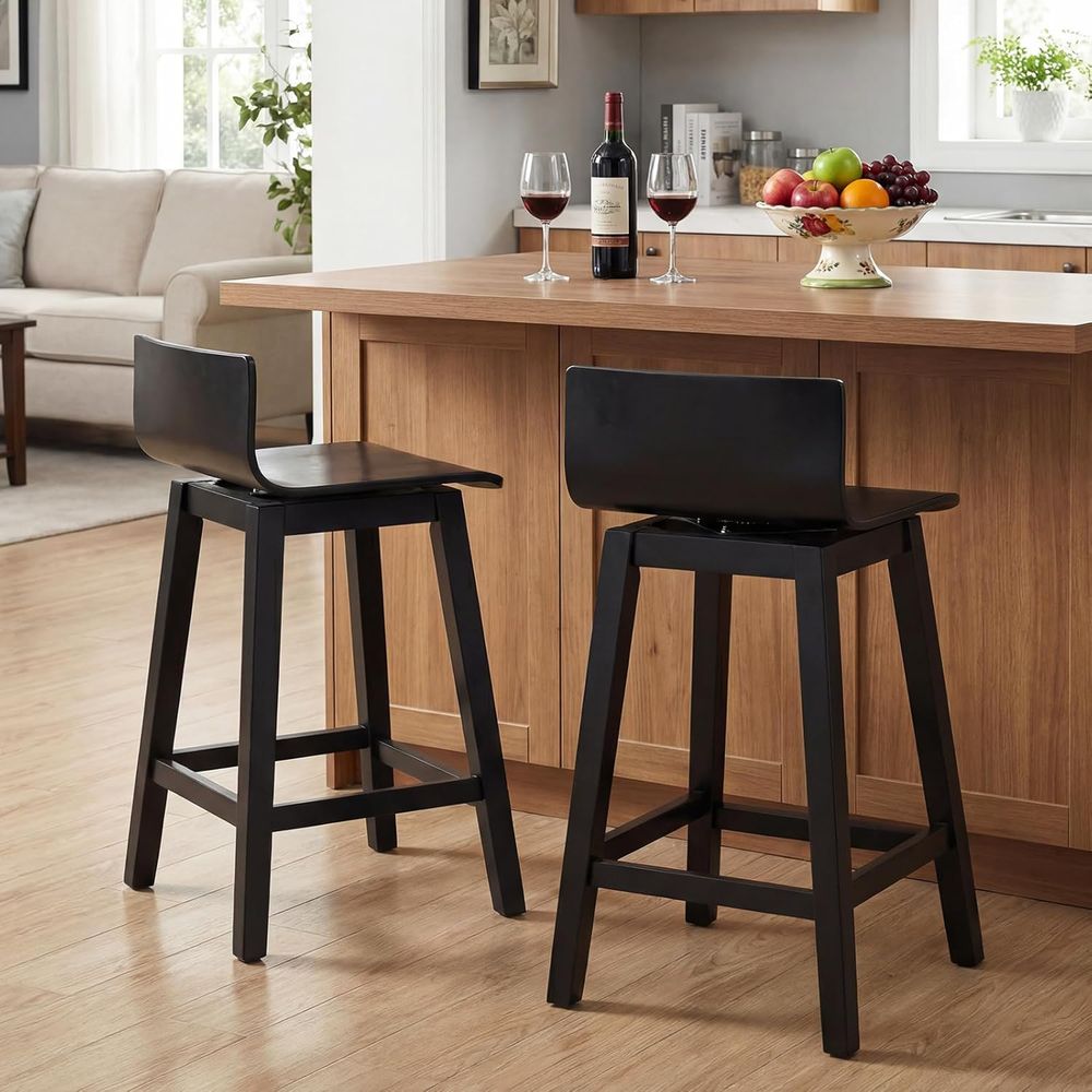 Swivel Solid Wood Bar Stools S - Home Bar And Counter avis et prix