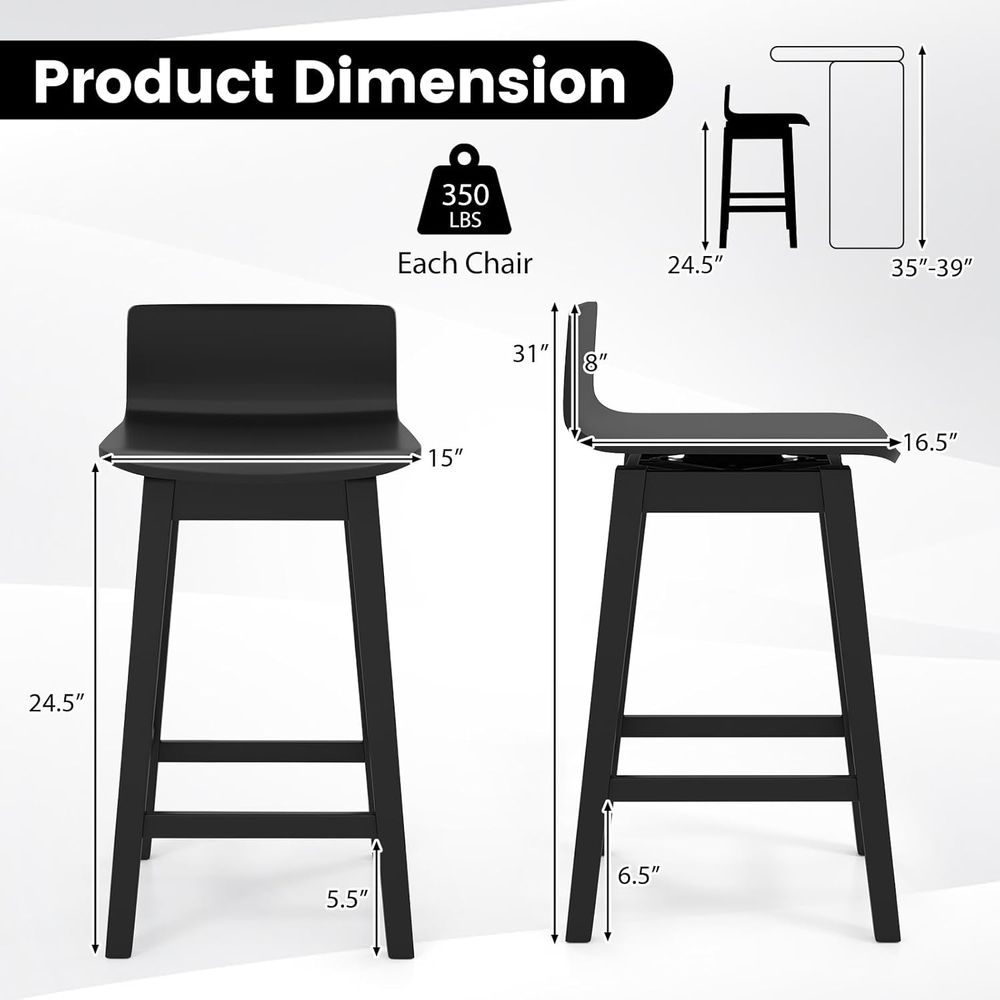 Swivel Solid Wood Bar Stools S - Home Bar And Counter avis et prix