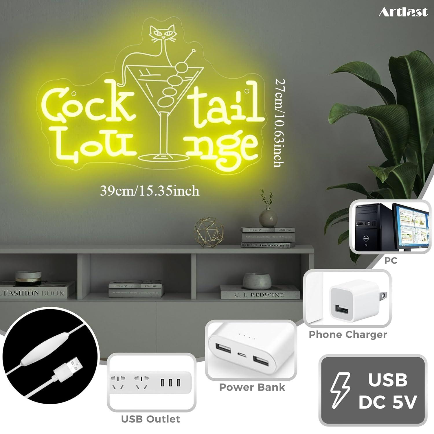 Cocktail Lounge Neon Sign Dimm - Home Bar Signs avis et prix